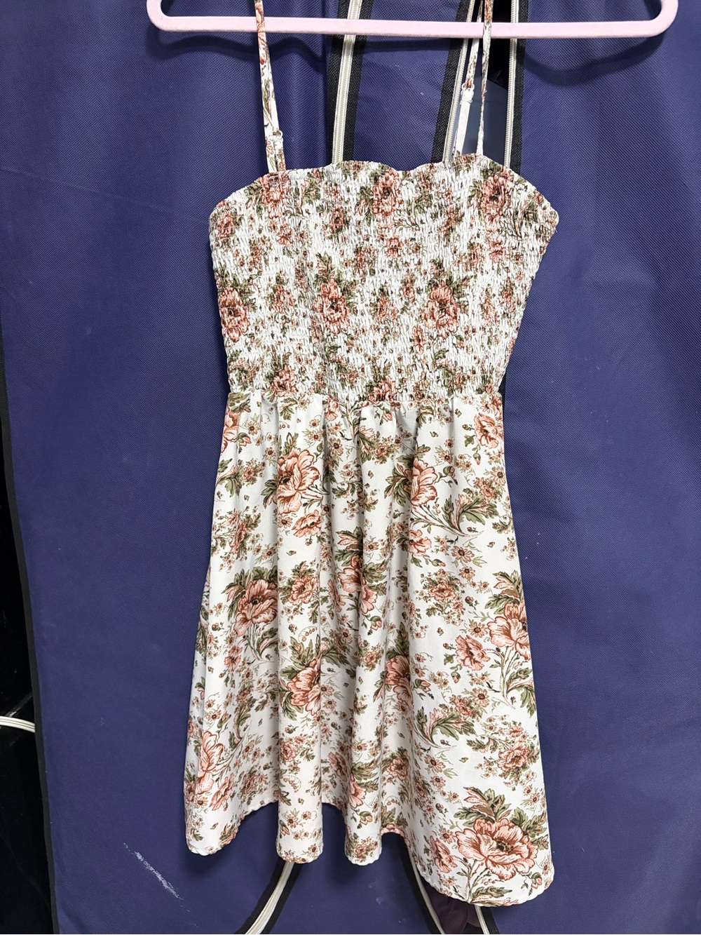 Floral Smocked Sundress for Girls - Cream with Pink Floral